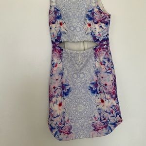 Mini floral cut out dress
